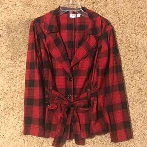 Cato's Jacket Size 18/20w Red and Black Plaid